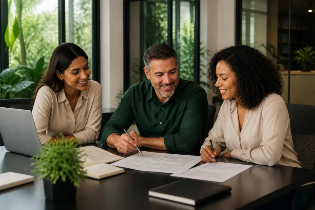 Executiva conversando com especialista sobre terceirização de Departamento Pessoal